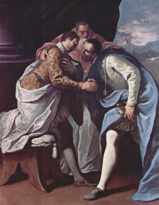 Sebastiano Ricci: Paolo III riconcilia Francesco I e Carlo V, 1688, Piacenza, Palazzo Farnese.